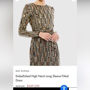 MAC DUGGAL
Embellished High Neck Long Sleeve Fitted Dress